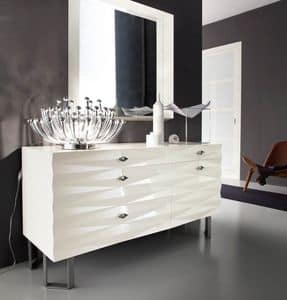 Diamante Art. 38.414, Dresser with drawers, baskets and door, with satin feet
