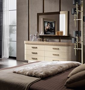 Diamond chest of drawers, Dresser with marble effect glass top