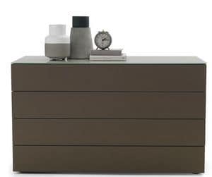 DIECI chest of drawers, Chest of drawers with top in glass