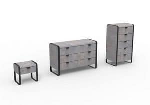 Elvis group, Modern furniture for bedroom, iron structure, wooden drawers