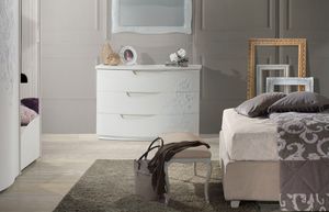 Emily 1 bedroom drawers, Dresser and bedside table with relief decoration