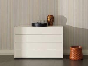 Eureka chest of drawers, Dresser with open drawers with push-pull system