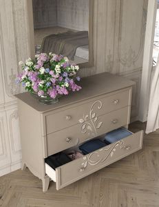 Greta, Dresser with glittery floral decorations