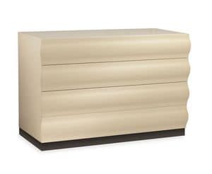 Helios due chest of drawers, Dresser in veneer wood, drawers with brake booster