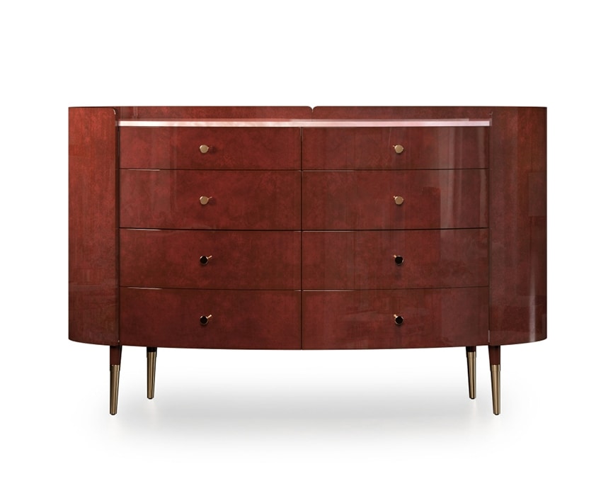 Le Ginestre, Chest of drawers in curved poplar, top in onyx