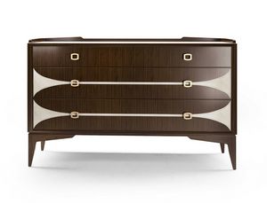 Le Tamerici, Chest of drawers in wood, with leather upholstery