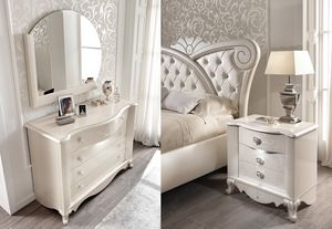 Margot bedroom drawers, Dresser and bedside tables with Swarosky details