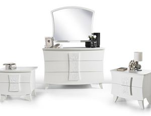 Mary bedroom drawers, Chest of drawers and bedside table in white ash