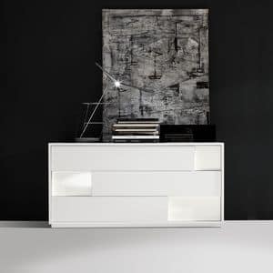 Moody dresser, Design chest of drawers, with 3 drawers, for bedrooms