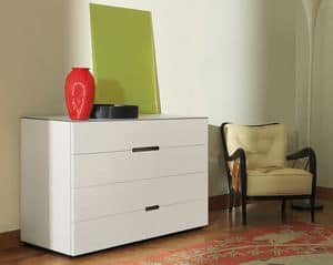 Palea chest of drawers, Chest of drawers with top with back-painted glass