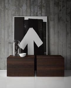 Plano, Bedside table with two drawers without handles, push-pull system