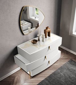 Prestige bianco chest of drawers, Chest of drawers with asymmetrical design