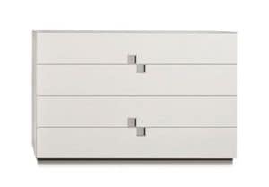 Querini chest of drawers, Chest of drawers in mat lacquered wood, top in back-painted glass