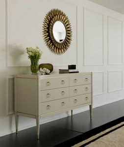 Smeraldo, Chest of drawers with metal decorations and ring handles