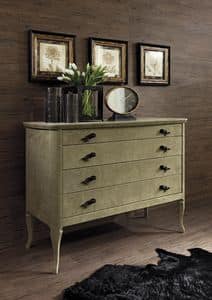 Vittorio, Chest of drawers in ash with leather covering