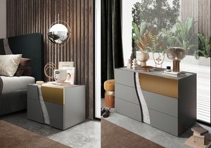 Wave titanio bedroom drawers, Chest of drawers and nightstand with a refined design