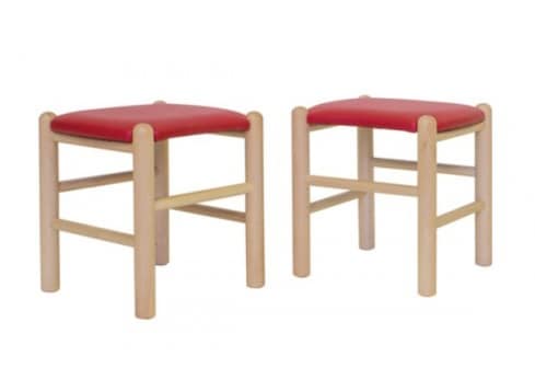 ALLEGRA-S, Padded stool in beech, for kindergartens and schools