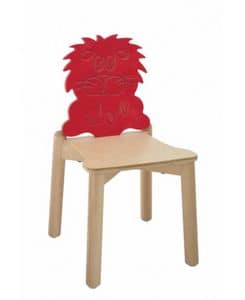 ANIMALANDIA - Lion, Chair in beech with original backrest, for school
