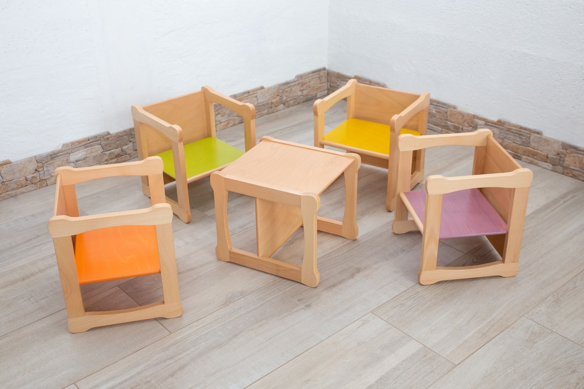 DIXI/Q, Chair with square structure in beech, for children