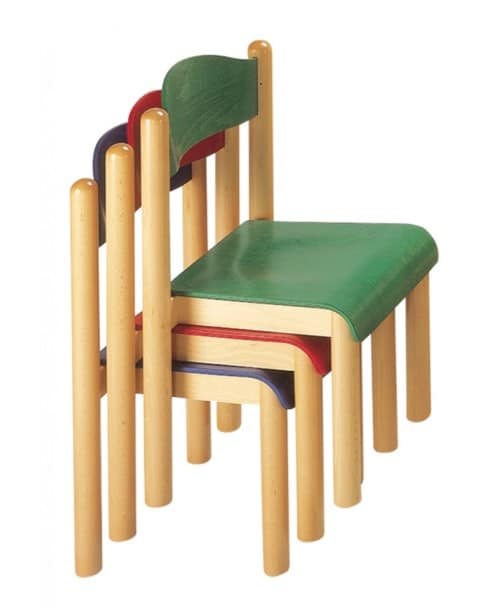 HEIDI, Stackable chair, for school and kindergarten, made of beechwood