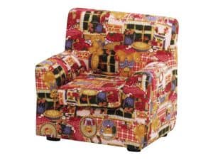 LILLI, Small children's armchair, upholstered with colorful fabric, for kid bedroom and nursery