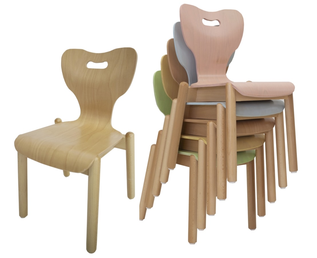 MIA, Children's chair, stackable, with anatomic design