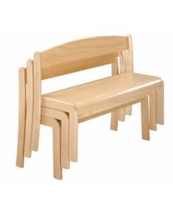 SISSI/P, Stackable bench in beech, in essential style, for children