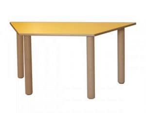 IT_T, Trapezoidal table made of wood, for play areas