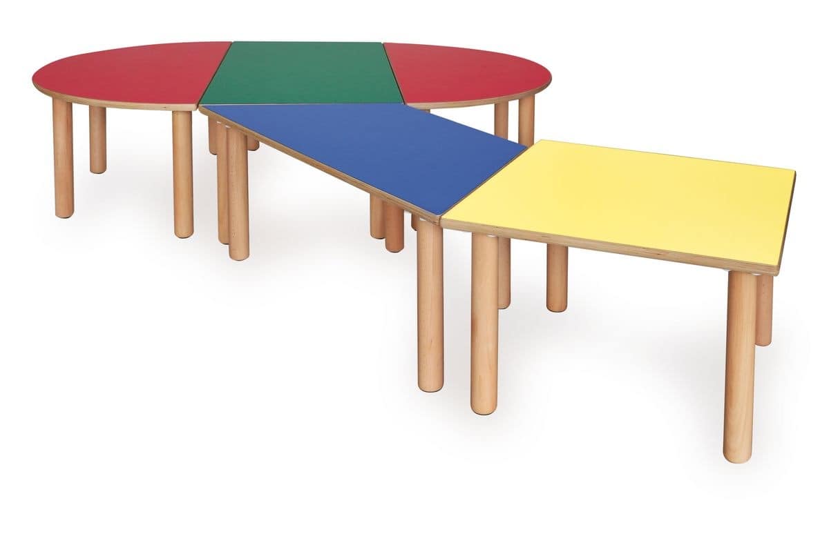 ITALIA COLLECTION, Modular table for children, made of wood, different colors, for schools and kindergartens