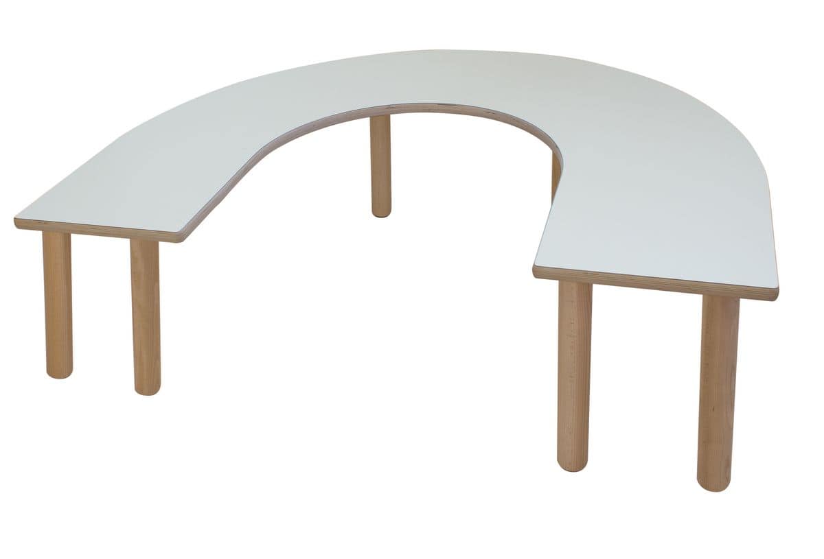 PAPPA, Table in birch plywood for children, available in natural or coloured wood, for nursery schools and kindergartens