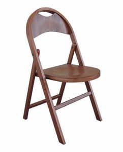 Naima, Simple folding chair, in beech wood, for churches