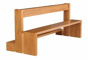 San Gottardo Bench, Contemporary bench in solid wood, for churches
