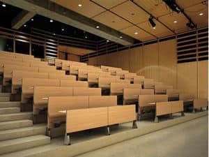Platone, bench system, modular seats and tables university lecture halls, convention rooms