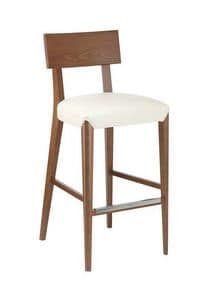 C40SG, Wooden barstool, padded seat, covered in fabric, for bars and restaurants