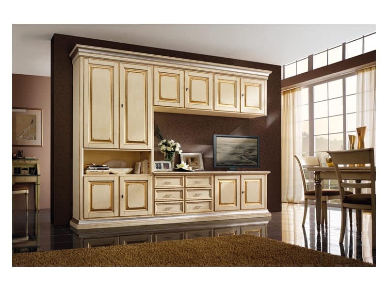 Art.0779/L, Wooden furniture for kitchens and living rooms, ivory colored