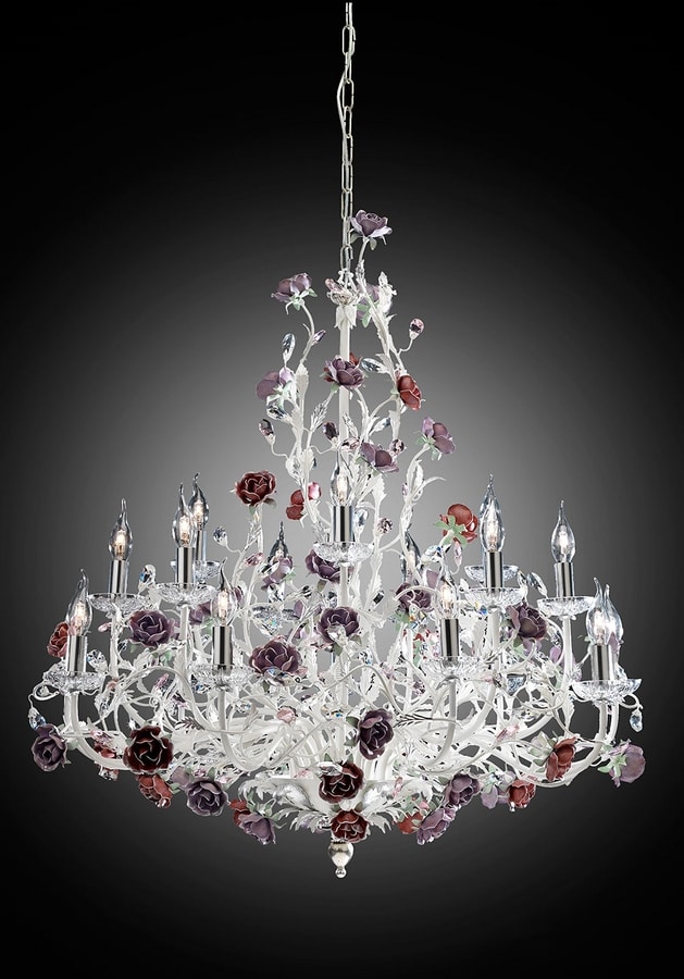 210112, Elegant white and silver chandelier
