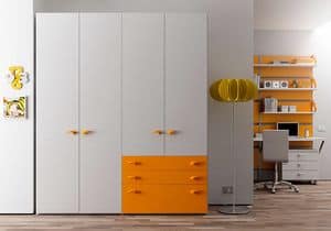 Armadio Basic AE 16, Wardrobe for offices and hotels, in ash veined
