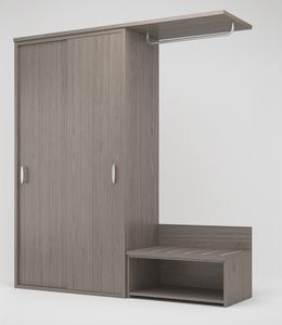 Art. 30137 Wardrobe with 2 sliding doors and open hanging rail, Wardrobe designed for hotel rooms and accommodation facilities