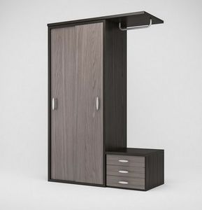 Art. 30321 Wardrobe with hinged doors, drawer unit and open hanging rail, Wardrobe with drawers, for hotels and accommodation facilities