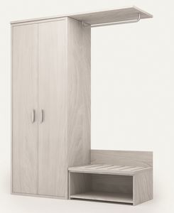 Art. 30327 Two-door hinged wardrobe with open hanging rail, Wardrobe with hinged doors, for hotels and accommodation facilities