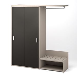 Art. 30327CA Wardrobe with ribbed doors and open hanging rail, Hotel wardrobe, with suitcase rack and coat hanger