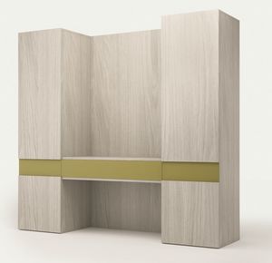 Art. 30407 Desk composition with wardrobes and drawers, Hotel furniture composition with integrated desk
