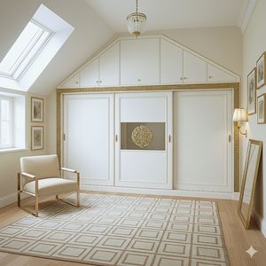 Classic custom-made attic wardrobe, Classic wardrobe for high attic, custom-made