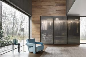 Scrigno, Wardrobe with sliding smoked glass doors