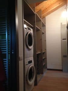 Under roof  hallway closet, Custom furniture for the attic, with space for washer and dryer