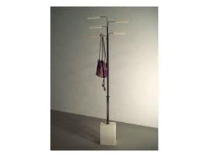 Zeta, Coat stand with a stone base, column in brushed iron