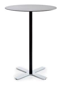 Incrocio H106 R, Round bar table with metal frame and laminate top