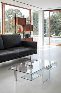 ARIES TLC07, Glass coffee table with chromed metal legs