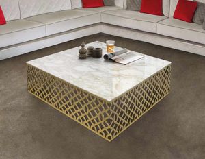 ART. 3366, Coffee table with satin gold finish structure