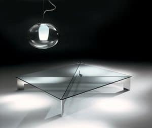 Bridge 1, Steel coffee table with clear glass top